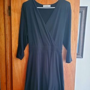 Faux wrap dress, black